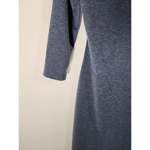 PRANA‎ Soskia Heathered Blue 3/4 Sleeve Wool Knit Midi Dress Pockets Womens M - Picture 10 of 16